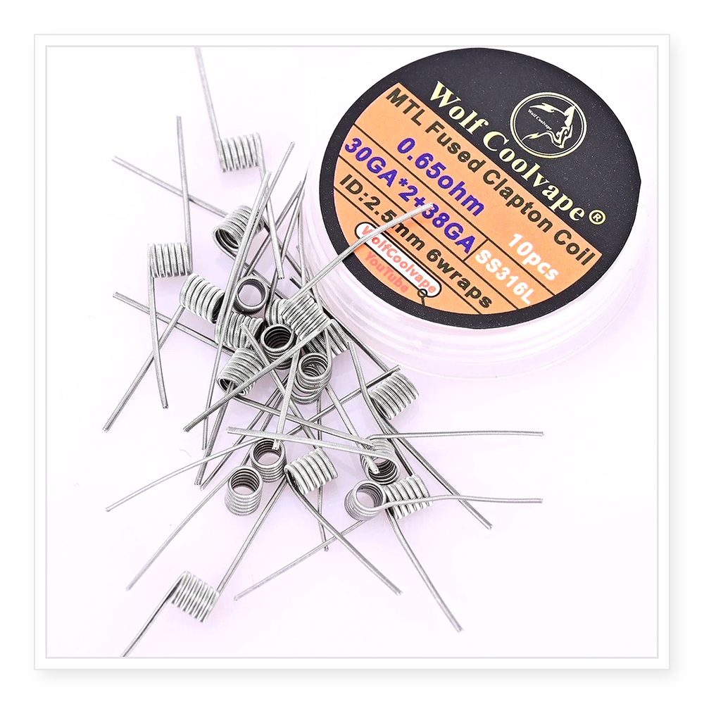 Vape Coil Replacement - 10 Buah Wolfcoolvape MTL Fused Clapton